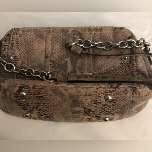 B.Makowsky tan Brown Faux Snake Skin Leather Handbag - Picture 6 of 6